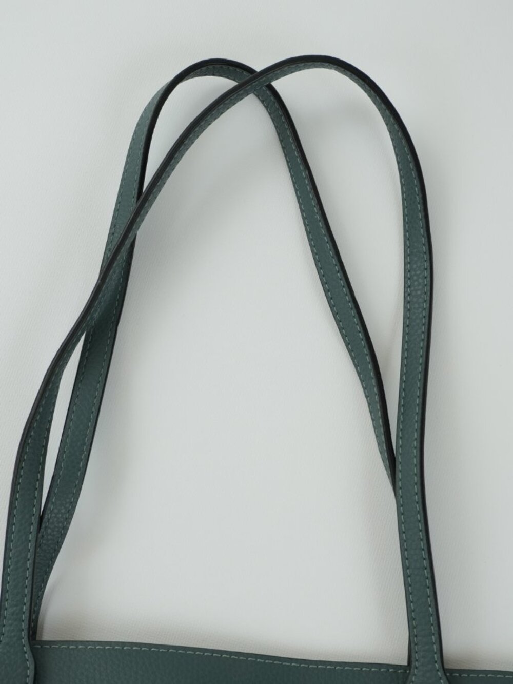 COACH Tote Green Pebbled Leather Handbag Shoulder Bag large - Picture 13 of 15